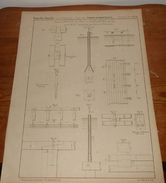 Plan De Moisage De Pieux Et Palplanches Sous L'eau. 1856. - Publieke Werken