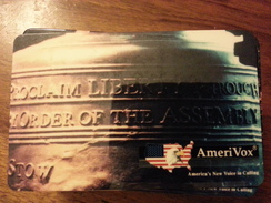 Amerivox Liberty Bell Cloche Liberté 1000ex 1994 Prépayée Prepaid Ameri Vox - Amerivox