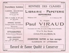 ANCIEN BUVARD Paul VIRAUD - Librairie Papeterie à Châteauroux (Indre) - Papeterie