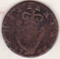 Irlande. ½ Penny 1766, GEORGE III, Copper, KM# 137 - Irlanda