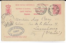 1899 - CARTE ENTIER REPONSE Du LUXEMBOURG Avec OBLITERATION NANCY (MEURTHE ET MOSELLE) - Ganzsachen