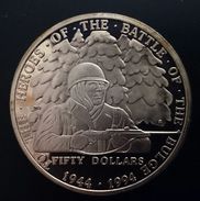 MARSHALL ISLANDS 50 DOLLARS 1994 SILVER PROOF " To The Heroes Of Battle Of The Bulge " Free Shipping Via Registered Air - Marshall Islands