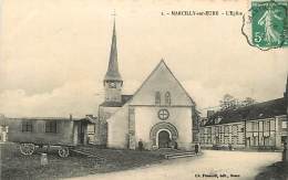 MARCILLY SUR EURE EGLISE AVEC ROULOTTE - Marcilly-sur-Eure