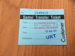 Ticket De Transport (bateau) "LOMPRAYAH - Samui Transfert Ticket" Thaïlande - Wereld