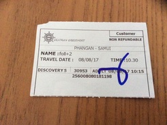 Ticket De Transport (bateau) "SEATRAN DISCOVERY - PHANGAN SAMUI" Thaïlande - Monde