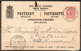 1891 -:- Carte Postale Pré Timbrée Avec 10 Penni Envoyée De LAPPO Pour NARVA. - Lettres & Documents