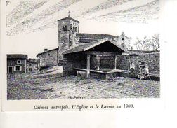38 DIEMOZ Autrefois Eglise Et Lavoir En 1900 Reproduction Carton Format 19x13 Cm Illustrateur Poizat - Diémoz