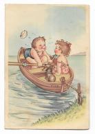 BAMBINI IN BARCA ILLUSTRATA  VIAGGIATA FG - 1900-1949