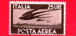ITALIA - Usato - 1945 - 1947 - Democratica - POSTA AEREA - 25 L. • Volo Di Rondini - Poste Aérienne