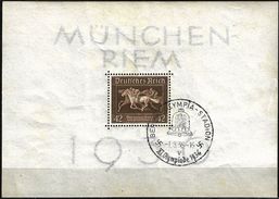 THIRD REICH - 1936 - Blok Brown Ribbon Horse Race With Special Cancellation 1.8.36 - Blocs