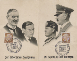 Militaria - Histoire - München 29/09/1938 Zur Historichen Begegnung - Postmarked - Chamberlain Daladier Hitler Mussolini - War 1939-45