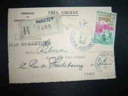 LR (PLI) TP DUNKERQUE 0,95 OBL.5-7-1963 PARIS 32 BIS - Tariffe Postali