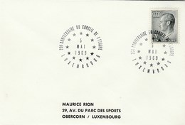 1969 Luxembourg COUNCIL OF EUROPE 20th ANNIV EVENT COVER Stamps European - Instituciones Europeas