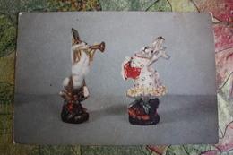 Porcelaine - Bunny Dance - Trumpet- OLD USSR PC - 1953 - Cartes Porcelaine