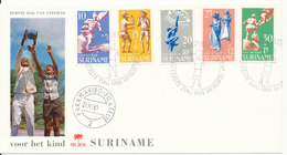 Suriname FDC 21-11-1969 Complete Set Of 5 Child Welfare With Cachet - ILO