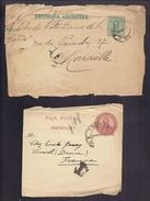 Lot De 2 Façades D'enveloppe ENTIER POSTAL ARGENTINE REPUBLICA ARGENTINA VERS FRANCE - Brieven En Documenten