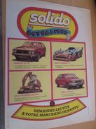 Pour  Collectionneurs  PUBLICITE 60/70 ; Format : Page A4 SOLIDO ACTUALITES PELLE HYDRAULIQUE RENAULT 30 SIMCA 1308 GULF - Solido