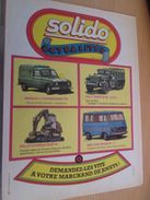 Pour  Collectionneurs  PUBLICITE 60/70 ; Format : Page A4 SOLIDO ACTUALITES PELLE HYDRAULIQUE HALF TRACK 4L FOURGONETTE - Solido