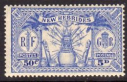 New Hebrides 1925 Dual Currency 5d/50c Value, Wmk. Mult. Script CA, Hinged Mint, SG 47 - Unused Stamps