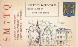 68393- KRISTIANSTAD ILLUSTRATION, COAT OF ARMS, QSL CARD, RADIO AMATEUR, SWEDEN - Radio