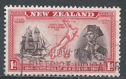 New Zealand 1940. Scott #230 (U) Captain Cook, Map Of New Zealand, H.M.S. Endeavour - Gebraucht