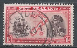New Zealand 1940. Scott #230 (U) Captain Cook, Map Of New Zealand, H.M.S. Endeavour - Usati