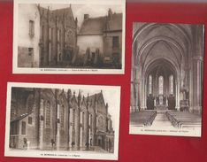 44 - HERBIGNAC - Lot De 3 CARTES - INTERIEUR DE L'EGLISE - EGLISE - PLACE DU MARCHÉ - Herbignac