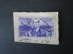 REGNO ITALIA COLONIE ETIOPIA 1936 EFFIGIE VITTORIO EMANUELE III  POSTA AEREA SU FRAMMENTO - Oost-Afrika