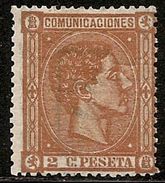 1875-ED. 162 ALFONSO XII 2 CTS. CASTAÑO - NUEVO CON FIJASELLOS -MH - - Nuevos