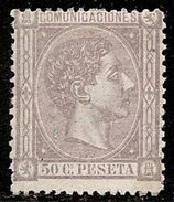 1875-ED. 168 ALFONSO XII 50 CTS.  LILA - NUEVO CON FIJASELLOS -MH- - Neufs