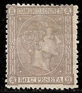 1875-ED. 168a ALFONSO XII 50 CTS.  GRIS - NUEVO CON FIJASELLOS -MH- - Unused Stamps