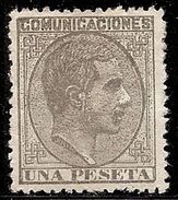 1878-ED. 197 ALFONSO XII - COMUNICACIONES. 1 PTA. GRIS- NUEVO CON FIJASELLOS-MH- - Unused Stamps