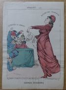 Estampe Gravure Satirique Caricature D'époque 1870 Pilotell Marianne Turquie Bismarck 37 X 26 - Stiche & Gravuren