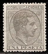 1878-ED. 197 ALFONSO XII - COMUNICACIONES. 1 PTA. GRIS- NUEVO CON FIJASELLOS-MH- - Unused Stamps