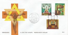 Netherlands Antilles 1970 Aruba Curaçao Interior Emanuel-Synagoge Punda Anna Church Obrabanda FDC Cover - Judaika, Judentum