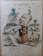 Estampe Gravure Satirique Caricature D'époque 1870 FLAMBART Diable Krampus Pot De Chambre Cochon Bismarck 35X 26 - Estampas & Grabados