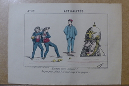Estampe Gravure Satirique Caricature D'époque 1870 Bismarck Jeu De La Grenouille - Estampes & Gravures
