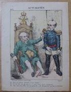 Estampe Gravure Satirique Caricature D'époque 1870 Bismarck - Estampas & Grabados