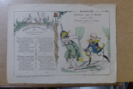 Estampe Gravure Satirique Caricature D'époque 1870 Bismarck Pot De Chambre Clistère Guillaume - Stiche & Gravuren