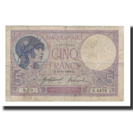 Billet, France, 5 Francs, 1918-11-14, TB, Fayette:3.2, KM:72a - 5 F 1917-1940 ''Violet''