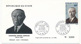 NIGER => Enveloppe FDC => Chancelier Konrad Adenauer - NIAMEY - 11 Aout 1967 - Niger (1960-...)