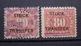 USA - 2 X 80 Cents 1 X Perfins 1930 - 1936 Aufdruck Stock Transfer Gestempelt     (R525) - Zähnungen (Perfins)