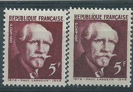 [18] Variété : N° 820 Langevin Brun-rose Au Lieu De Brun-rouge ** - Unused Stamps