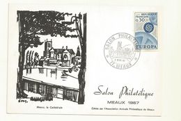 BELLE LETTRE CACHET  SALON  PHILATELIQUE  DE MEAUX 05/11/1967 SUR CARTE POSTALE - Tijdelijke Stempels