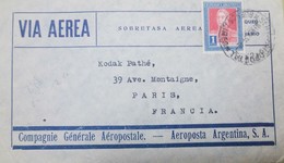 O) 1931 ARGENTINA, SAN MARTIN -WITN PERIOD AFTER VALUE,  SCOTT A105, SOBRETASA AEREA, TO PARIS, XF - Covers & Documents