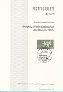 Berlino 1976 Sc. 9N385 Ersttagsblatt N. 4 "Women's World Hockey Championships" FDC Sheet Germania Femminile - Hockey (Field)