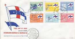 Netherlands Antilles 1965 Curacao Flamingo Phoenicopterus Ruber Ruber Lobster Lace Tourism Flag FDC Cover - Flamingos