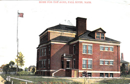 Fall River Mass. - Antique 1909 Postcard - Home For The Aged - Stamp & Postmark - By Robbins Bros Co. - 2 Scans - Fall River