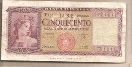 Italia - Banconota Circolata Da 500£ "Medusa" P-80b - 1961 #17 - Other & Unclassified