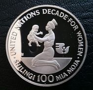 TANZANIA 100 SHILINGI 1984 SILVER PROOF "Decade For Women" Free Shipping Via Registered Air Mail - Tanzania